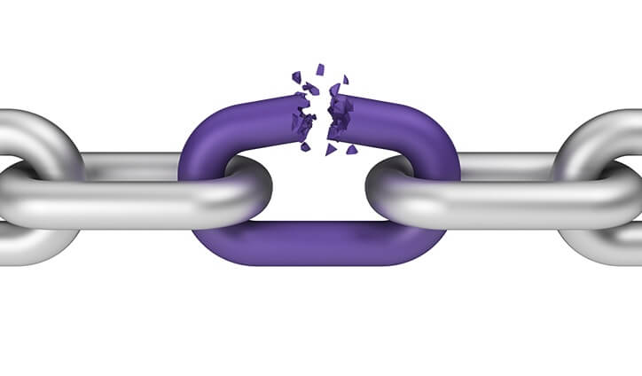 Purple chain link breaks