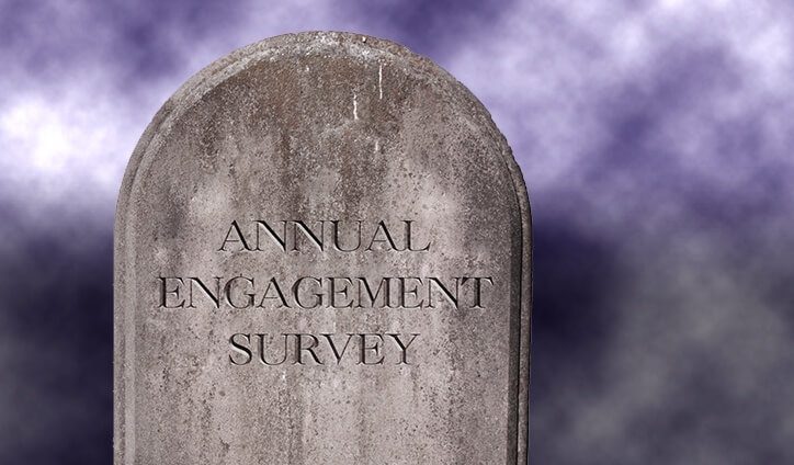 grave stone reads annual engagement survey