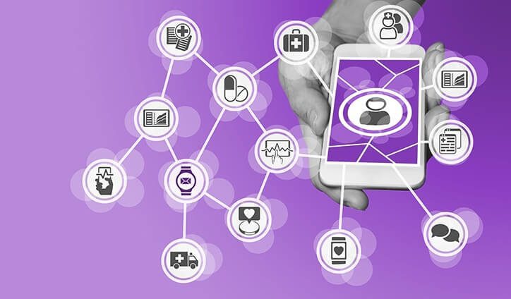 mobile phone connects with icons