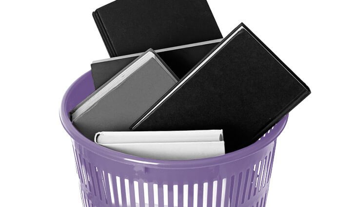 Handbooks in the bin