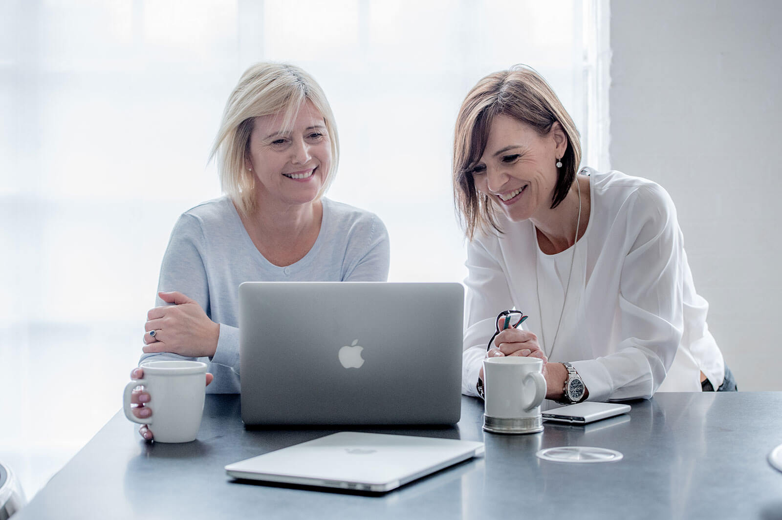 karen and lucy on laptop